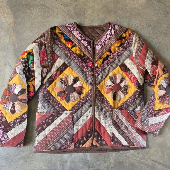 Vintage | Jackets & Coats | Vintage 7s Quilted Patchwork Jacket M ...